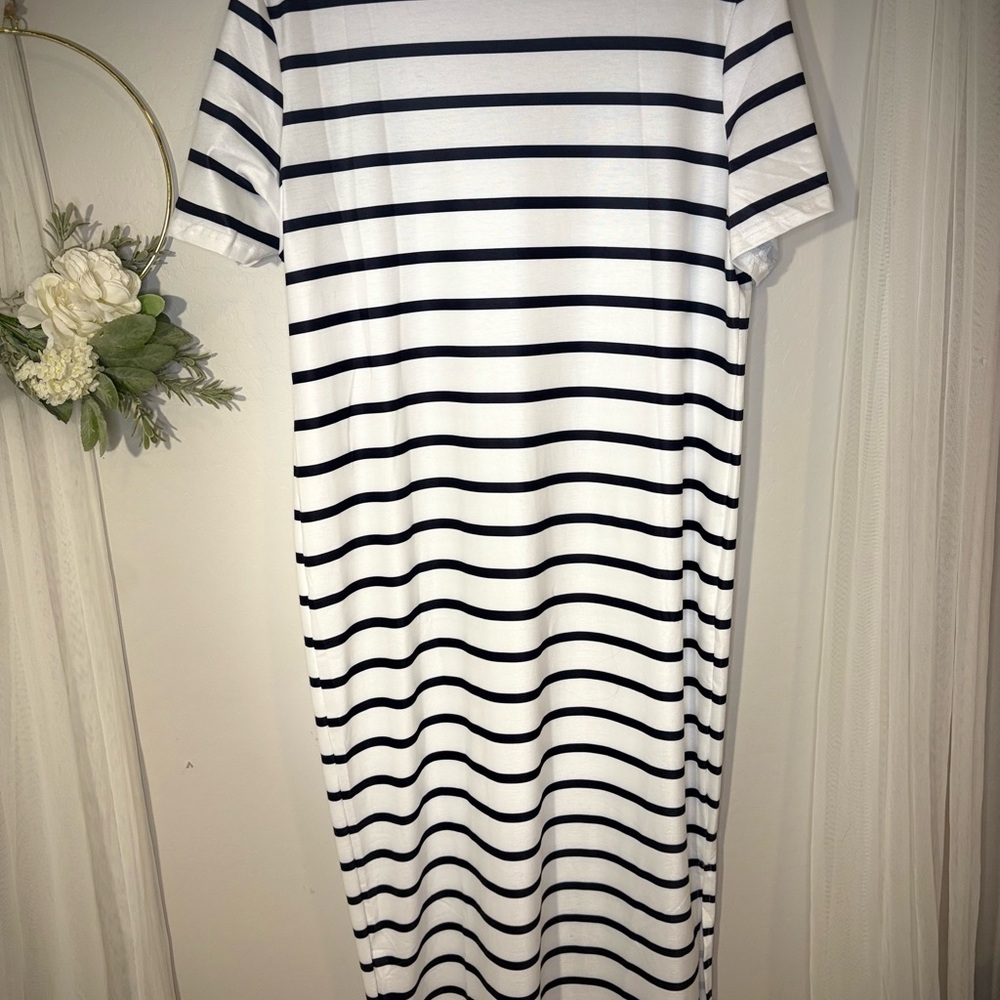 Classic Black and White Striped Dress